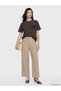 Vizyon New Season Brown Embroidered 100% Cotton Women's T-Shirt - 2