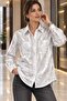 Women's 100% Cotton Poplin Fabric Foil Printed Shirt Stylish Patterned Long Sleeve Classic Blouse 3 Color Options - 2