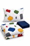Easy-Iron Duvet Cover Set Single Size Lego Navy Blue - 3