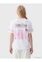 Vizyon New Season White Printed 100% Cotton Women's T-Shirt - 8
