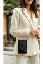 Black Women's Strap Phone Magnet Cover Faux Leather Bag