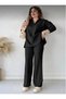 Women's Knitwear Set Polo Collar Detailed Sweater and Pants - 2