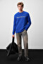 Juro men's organic cotton long sleeve blue t-shirt - 2