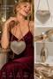 Gold Color Heart Model Stoned Material Design Evening Dress Clutch Chain Strap Hand-Held Wedding Engagement Evening Bag