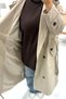 7557 Belted Trench Coat with Windbreaker Detail - Stone - 5