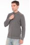 Gray Men's 100% Cotton Ribbed Knit Full Zipper Cardigan with Snap Detail and Stand-Up Collar Trist-1203 - 2
