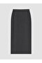 Vizyon New Season Anthracite Soft Touch Skirt with Elastic Waist - 4