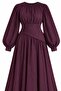 Burgundy Mobile Belted Long Dress - 2Y7051 - 2