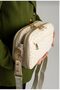 Women's Hand and Shoulder Bag with Double Zipper and Logo, Cross Strap, Cream