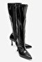Dorado Black Wrinkled Patent Leather Women's Heeled Boots