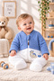 Baby Boy Top Quilted Bottom Velvet Dinosaur Embroidered Hooded Zippered Winter Jumpsuit - 2