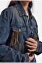 Women's T.Kot Color 2W6-8 Belt Length Suede Detailed Design Denim Jacket - 3