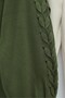 Knitted Cardigan with Ribbon on the Sleeves - Khaki - 2