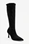 Dorado Black Suede Women's Heeled Boots - 5