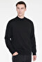 Men's Black Cotton Standard Fit Regular Cut Half Turtleneck Sweatshirt - 3