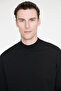Men's Black Cotton Standard Fit Regular Cut Half Turtleneck Sweatshirt - 4