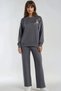 Embroidered crew neck sweatshirt and straight leg pants two-piece set