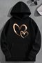 Unisex 3 Thread Cotton Black Goldheart Loose Fit Sweatshirt Hoodie
