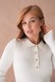 Polo Collar Stone Detailed Gold Button Ribbed Knit Sweater Aw26Kz00063 - 4