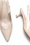 Women's Beige Patent Leather Pointed Toe Hazelnut Heel Classic Short Heeled Shoes Mera - 4