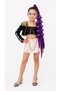 Kpop Huntrix Light-Up Rumi Mira Zoey Demon Slayers Costume Skirt Light-Up Jacket Bustier Blouse + Design Purple Babble Top Hair + Face Stone + Purple Hair Powder - Kpop Heels Birthday Party Set - 3