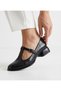 Black Shiny Leather Front-Strapped Thick Heel 2.7cm Length Daily Comfortable Shoes - 5