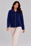 Women's Shirt Collar 7 Heart Gold Buttoned Long Furry Embroidered Knitwear Jacket - 6
