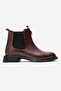 Sidney Burgundy Leather Genuine Leather Buckle Elastic Women's Boots - 6