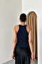 Navy Blue Halter Neck Fitted Knitwear Tank Top - 3114 - 3
