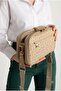Women's Hand and Shoulder Bag with Double Zipper and Logo, Cross Strap, Mink - 2