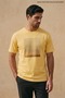 Yellow Men's Gradient Tape Printed Crew Neck T-Shirt