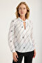 Twisted High Neck V Neck Blouse