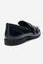 Daly Navy Blue Wrinkled Patent Leather Genuine Leather Buckle Women's Loafer Shoes - 6
