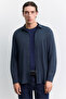 Men's Indigo Paste Detailed Textured Technical Classic Collar Long Sleeve Regular Fit Shirt A62Y2000 - 7