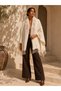 Women's Beige Plush Fur Detailed Poncho Pnc03 - 2