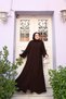 Hijab Dress Ferace Bitter Brown Mevlana Cut with Pockets Elastic Cuffs Crepe - 8