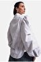 Women's Striped White W6-2 Oversize Padded Special Design Shirt - 3