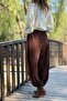 Brown Elastic Waist Elastic Leg Shalwar Velvet Woven Trousers 30 90 - 4