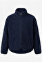 Fleece Jacket with Zippered Stand-Up Collar - Dark Blue - 3