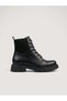 25100145K Genuine Leather Zippered Boots with Elastic Back Detail for Women