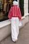 Elasticized Stripe Detailed Bomber Jacket Tsd260277 Pink - 6