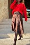 Brown Belted Asymmetrical Design Suede Woven Skirt 30 75 - 3