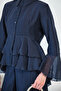 Women's Flounce Detailed Pant Suit Navy Blue - 5