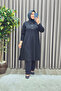 Women's Clothing Plus Size Collar and Side Snap Button Pants Set - 7