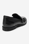 Daly Black Skin Genuine Leather Buckle Women's Loafer Shoes - 7