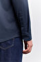 Men's Indigo Paste Detailed Textured Technical Classic Collar Long Sleeve Regular Fit Shirt A62Y2000 - 3