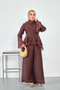 Women's Flounce Detailed Trousers Suit Brown - 4