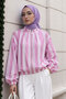 Elasticized Stripe Detailed Bomber Jacket Tsd260277 Lilac - 4