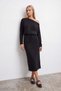 Woman's black boat neck modal midi dress alc-x15780
