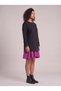 Women's Black Fuchsia Bird Eye Detailed Aerobin Fabric Dress - 2